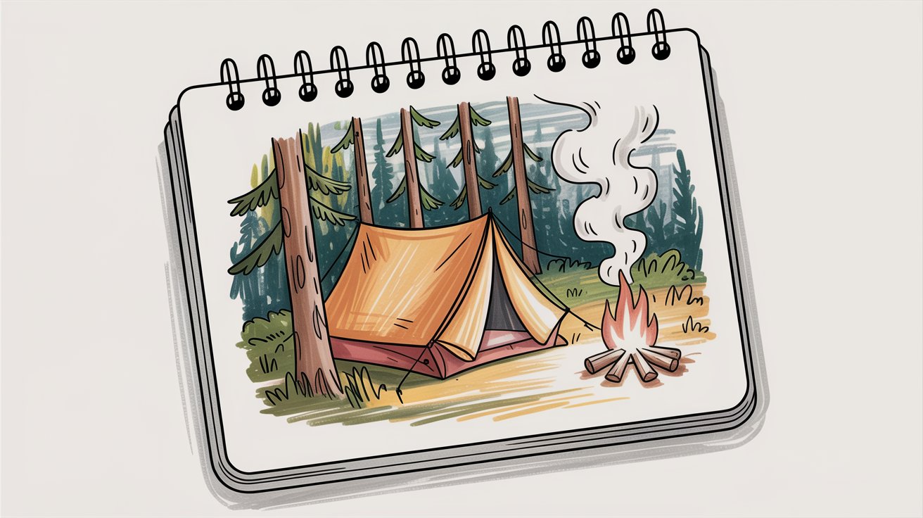 Camping Scene in the Woods