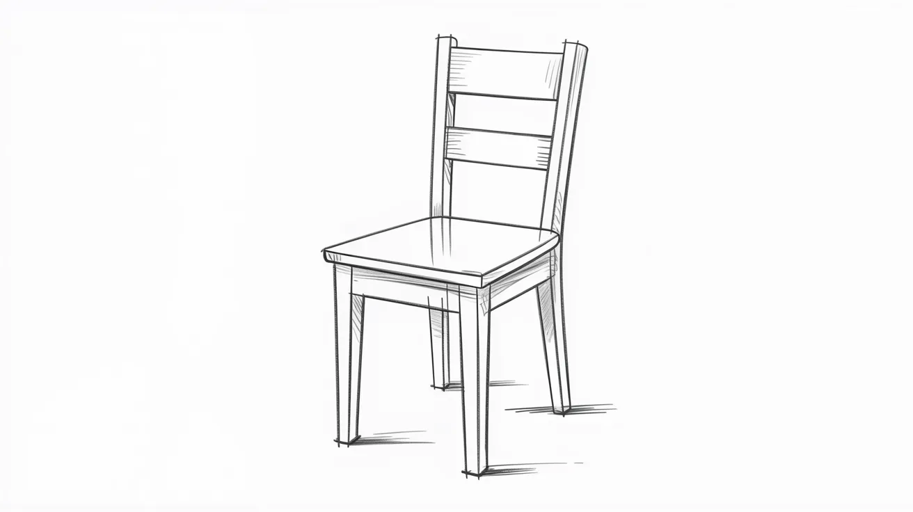 A drawing of a simple chair featuring a clearly defined seat.
