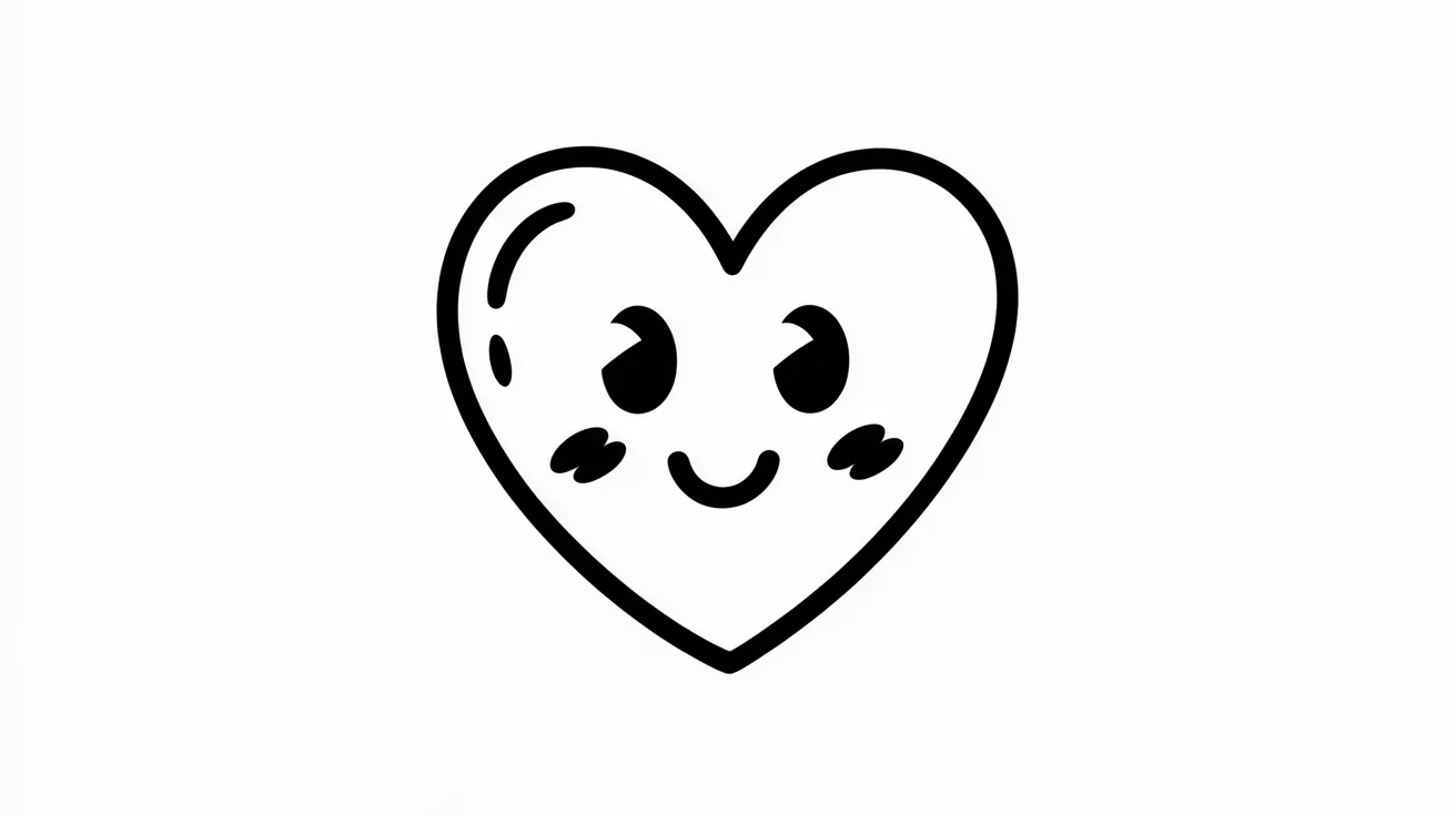 A black and white illustration of a heart, featuring smooth curves and a classic shape.