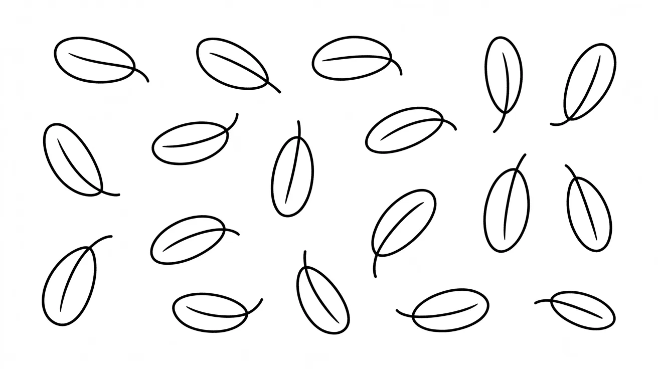 A drawing of leaves outlined with a continuous line, showcasing their shapes and details.