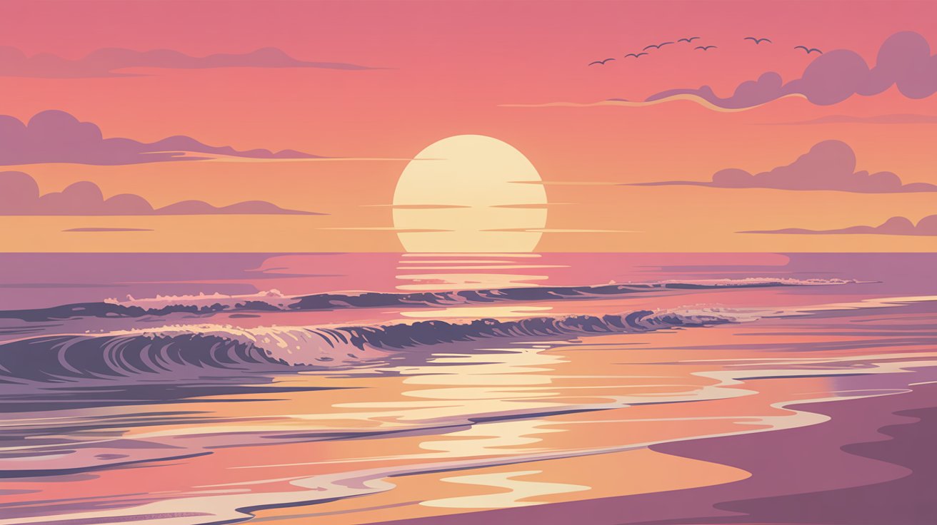 Ocean Sunset with Birds