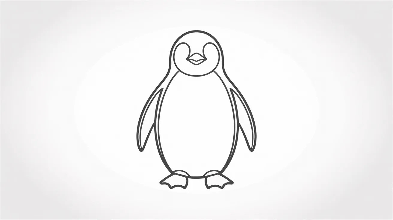 Vector illustration of a penguin icon, featuring a simple design with black and white colors.