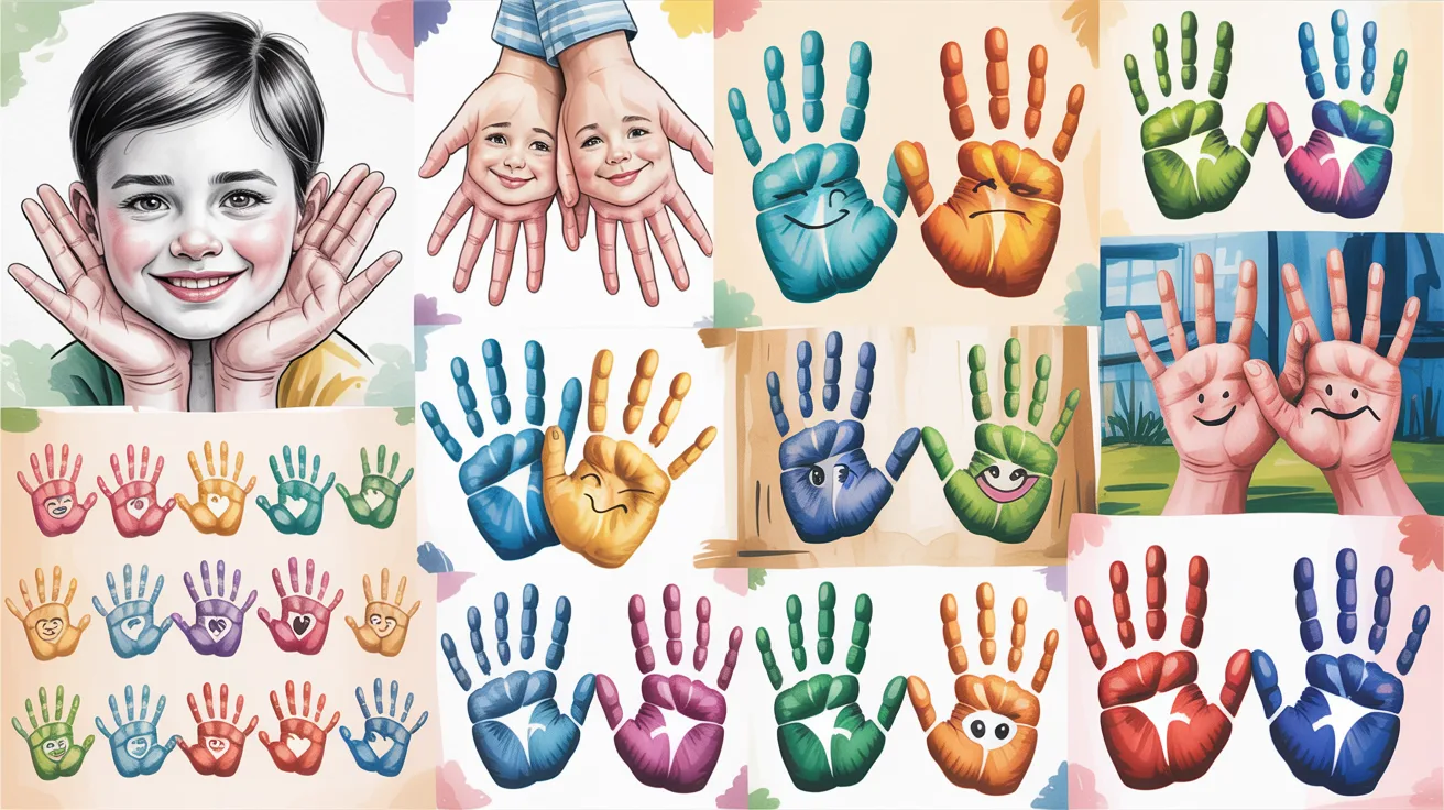 People and Emotions Kids Hand Print Art Ideas