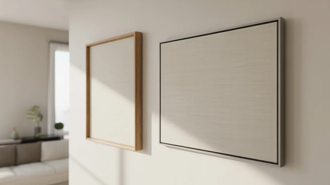 Two framed pictures are displayed on the wall in a room, adding a decorative touch to the interior space.