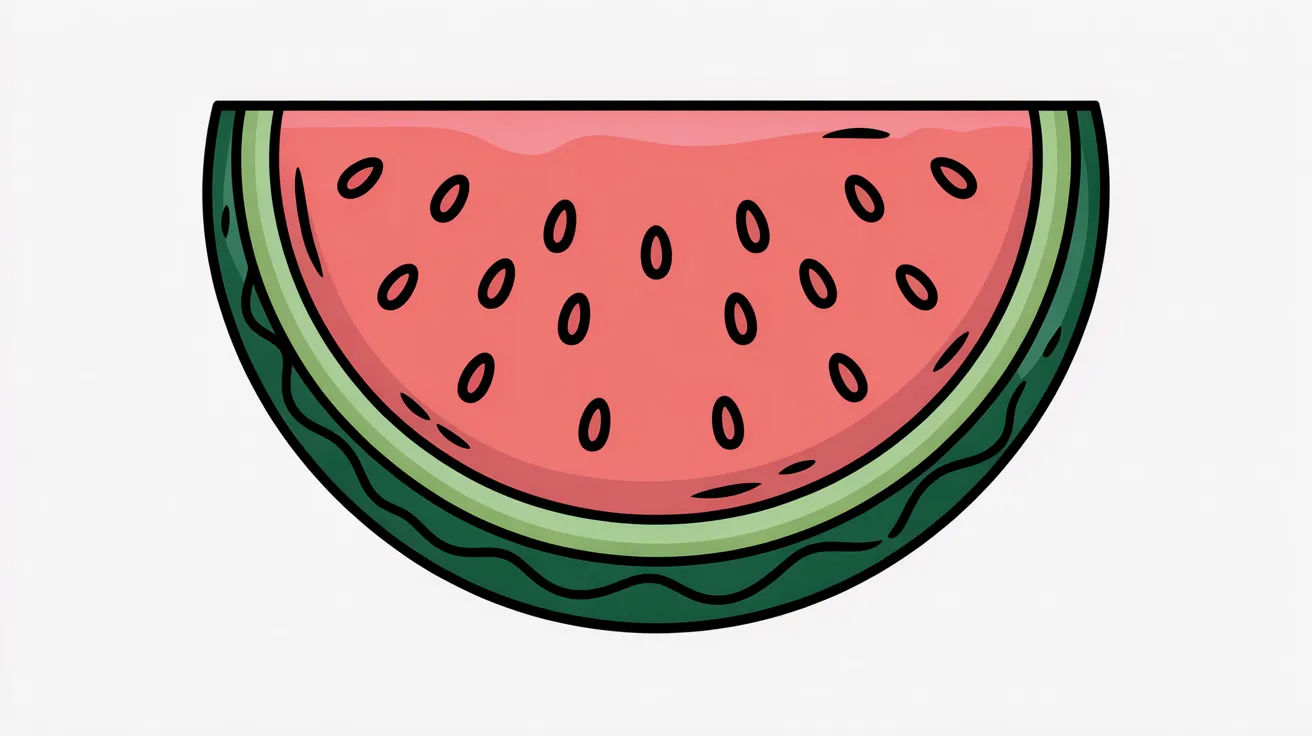 . A slice of watermelon displayed on a clean white background, showcasing its vibrant red flesh and green rind.