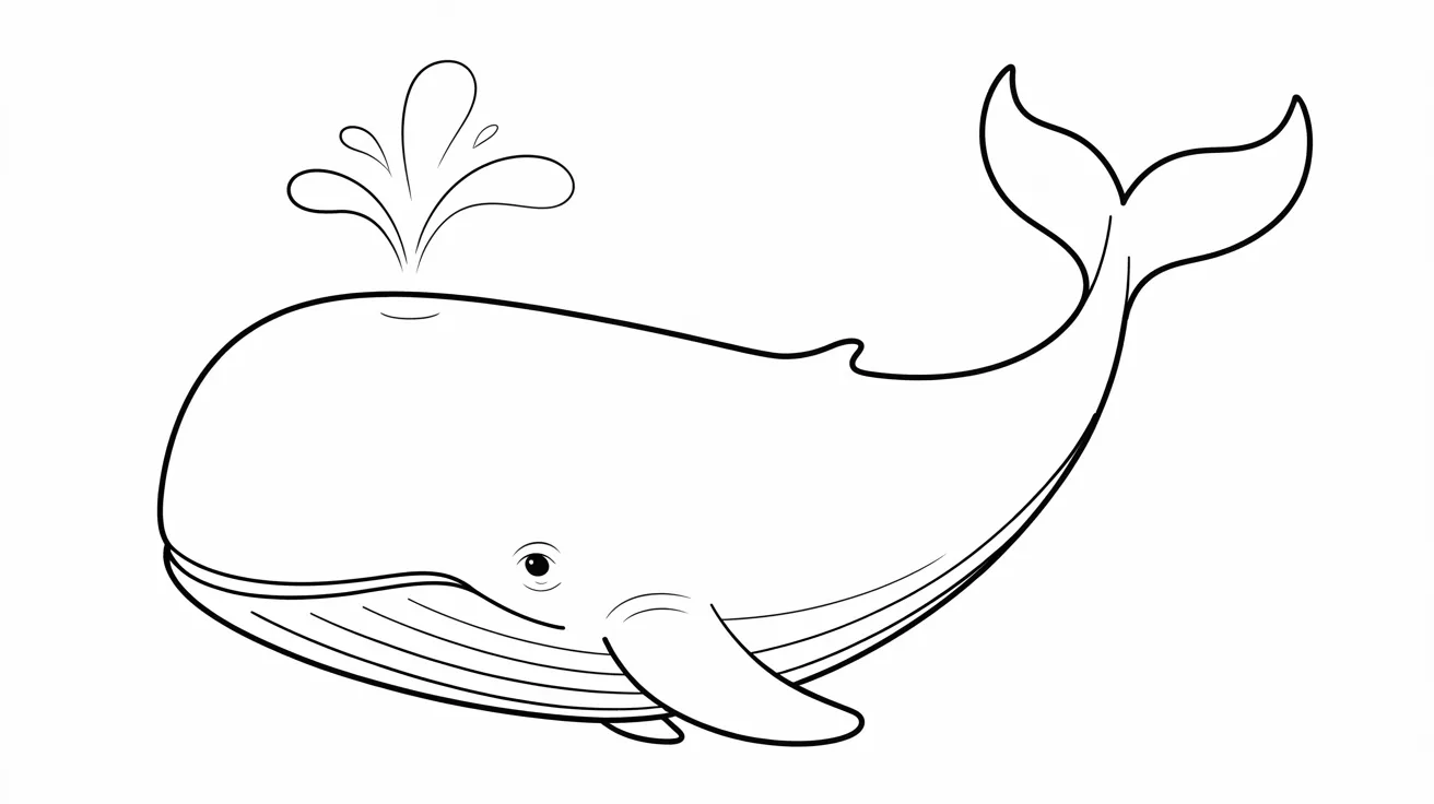 A whale coloring page featuring a whale surrounded by a splash of water, inviting creativity and imagination.