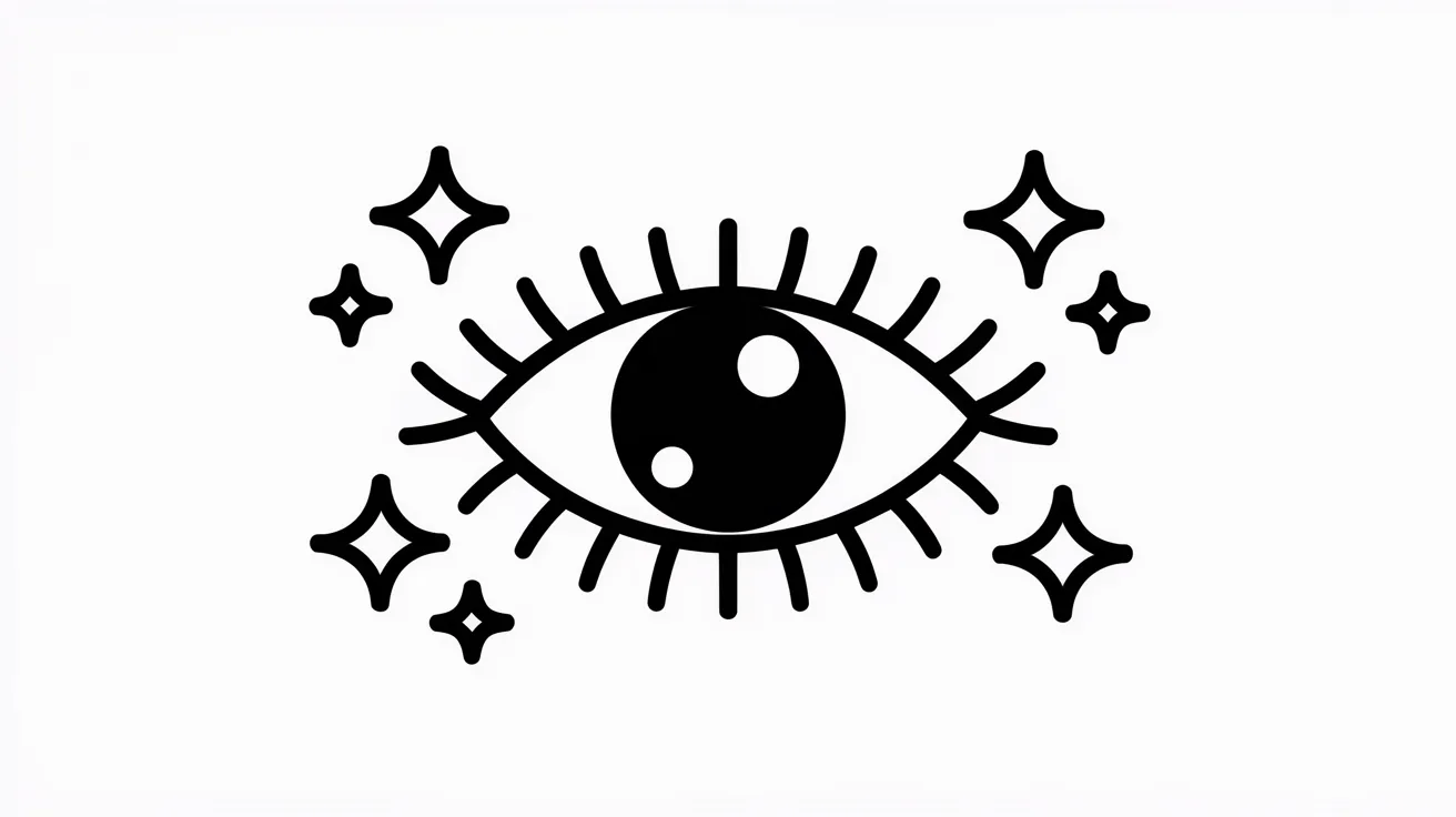 An eye featuring stars surrounding a central star, symbolizing vision and cosmic wonder.