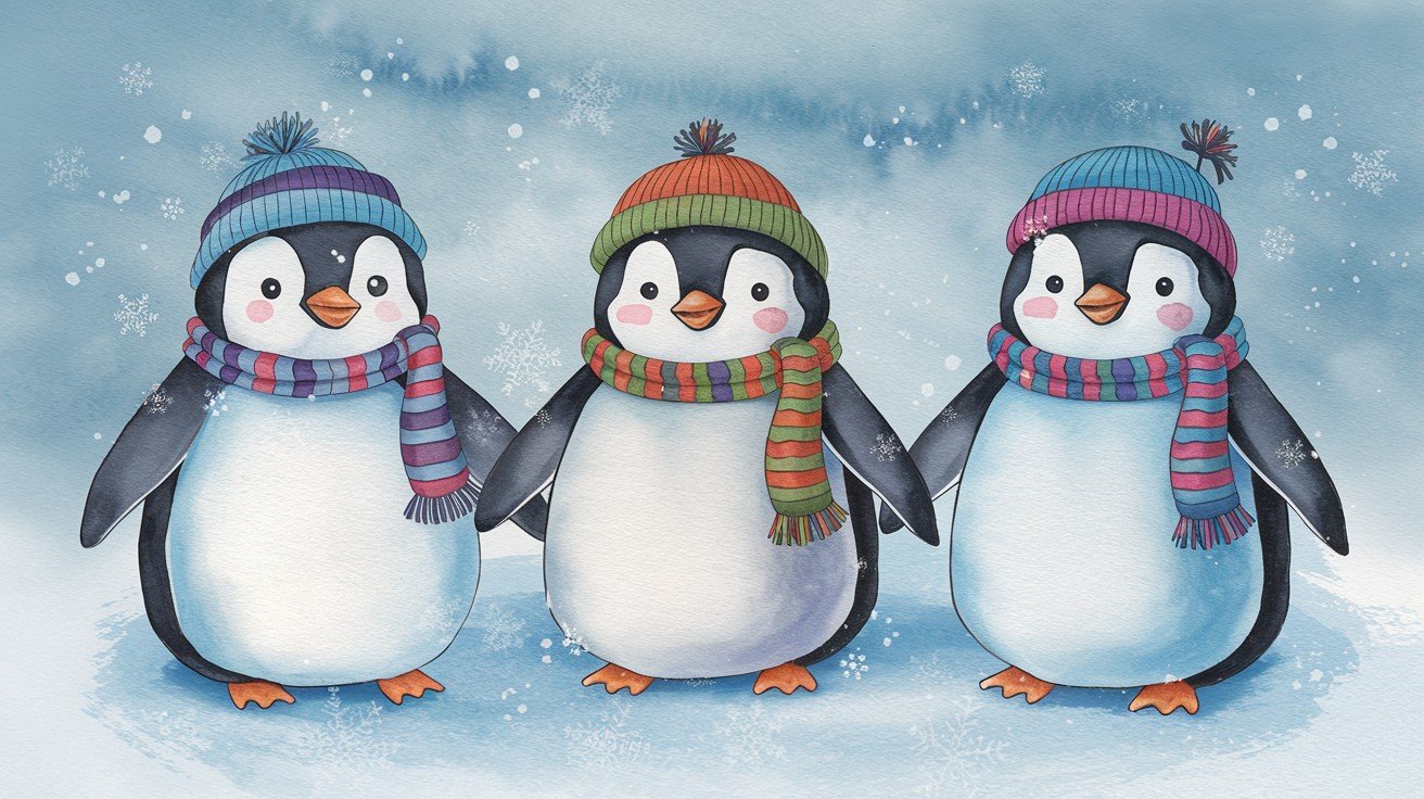 Chubby Penguins in Scarves