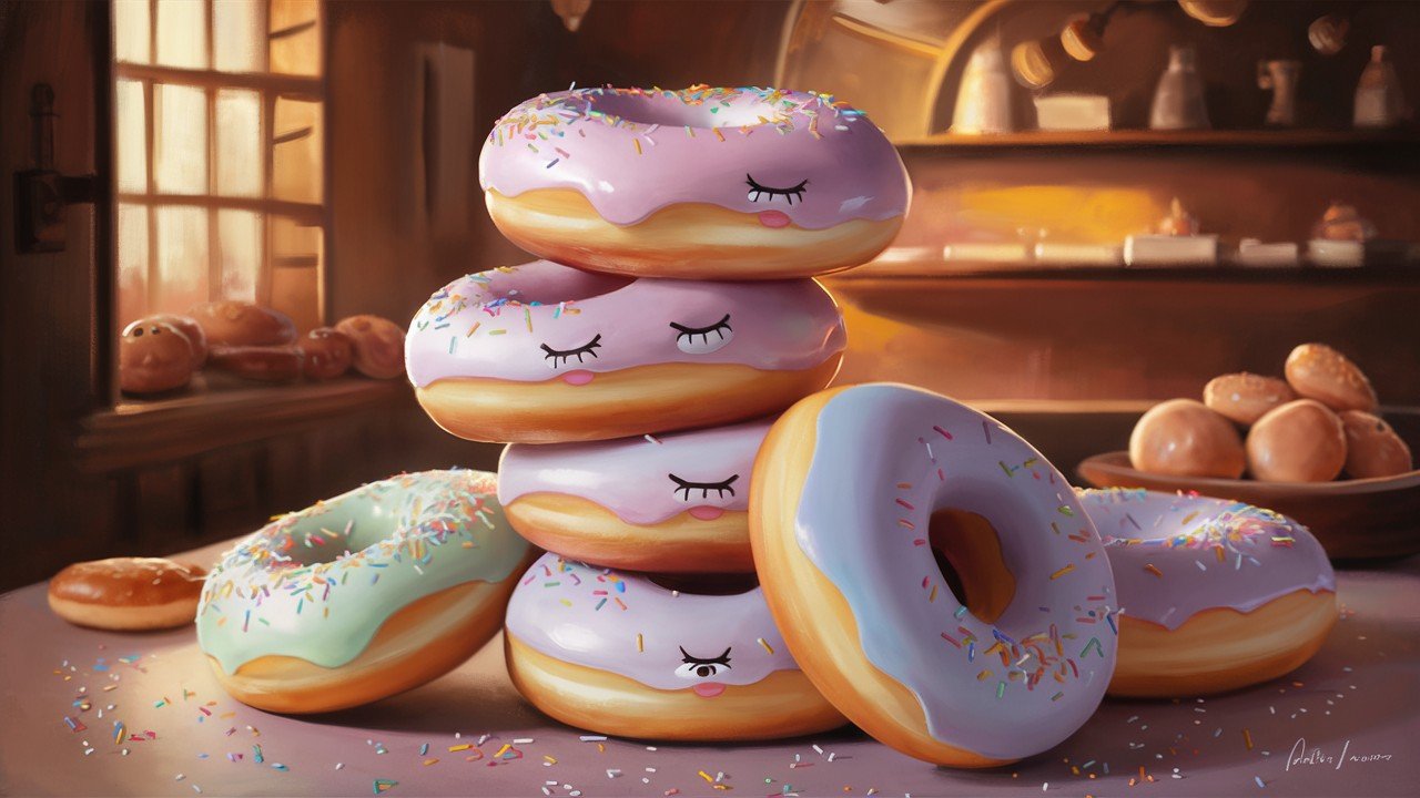Donuts with Sleepy Expressions