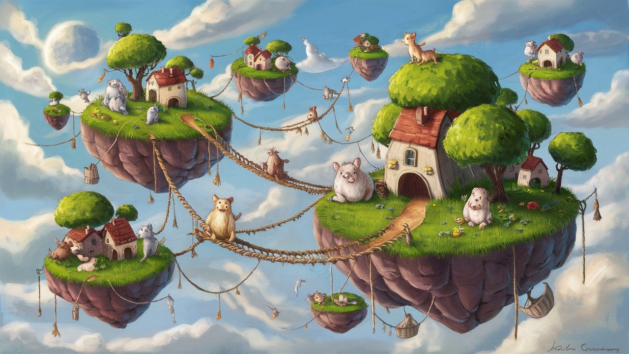 Floating Islands with Cute Creatures