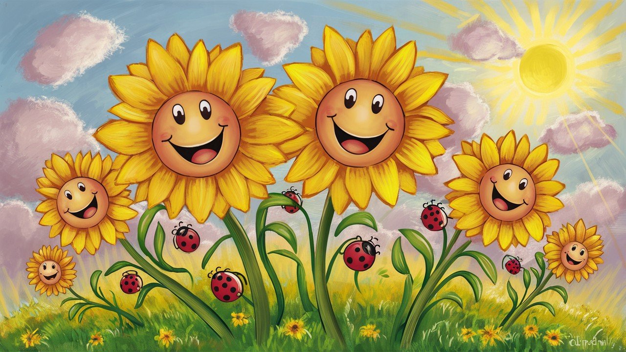 Sunflowers with Happy Faces