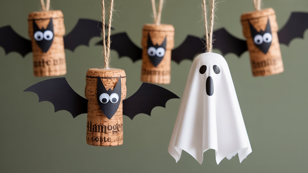 6. Champagne Cork Bat & Ghost Ornaments