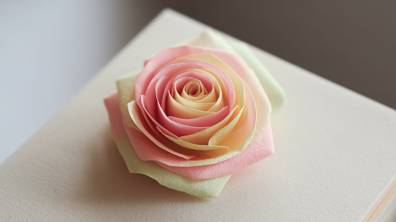 2. Easy Sticky Note Origami Rose