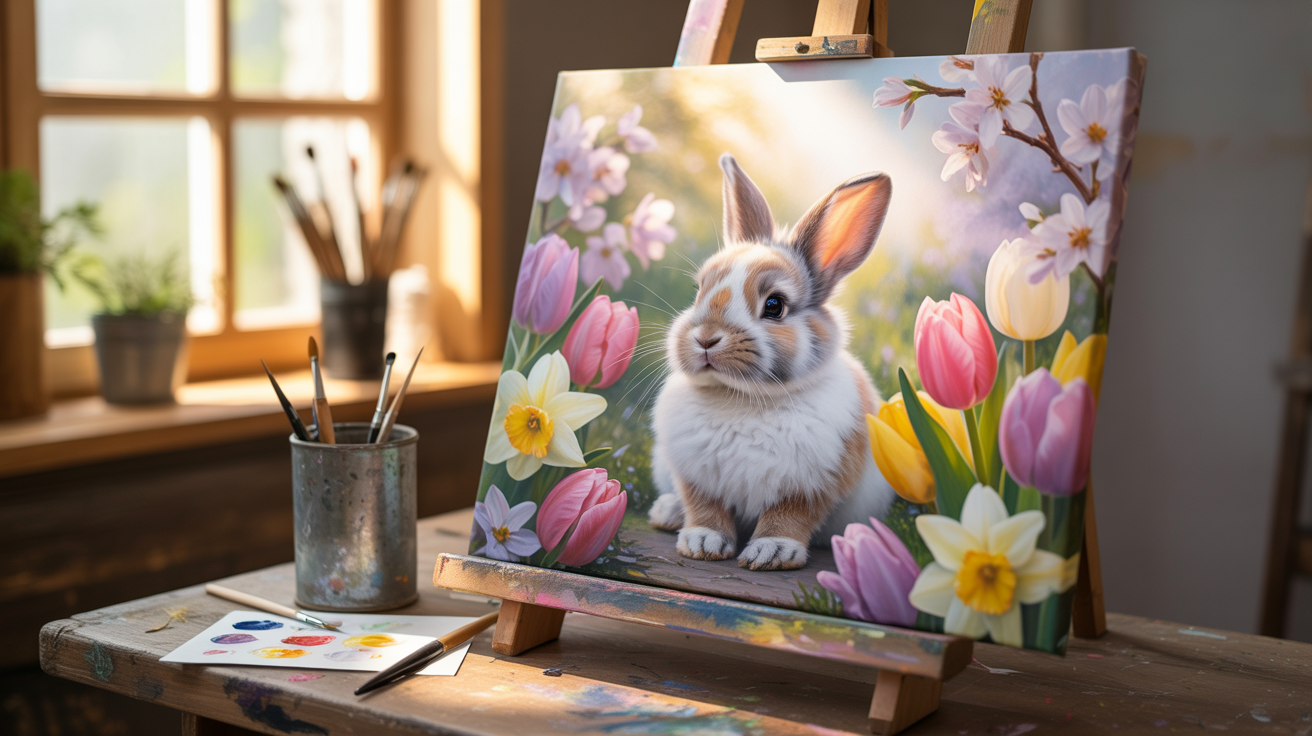 Bunny with Flowers