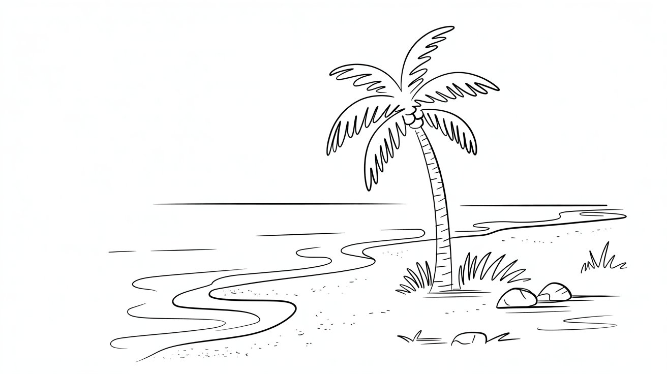 Drawing Palm Trees on the Beach