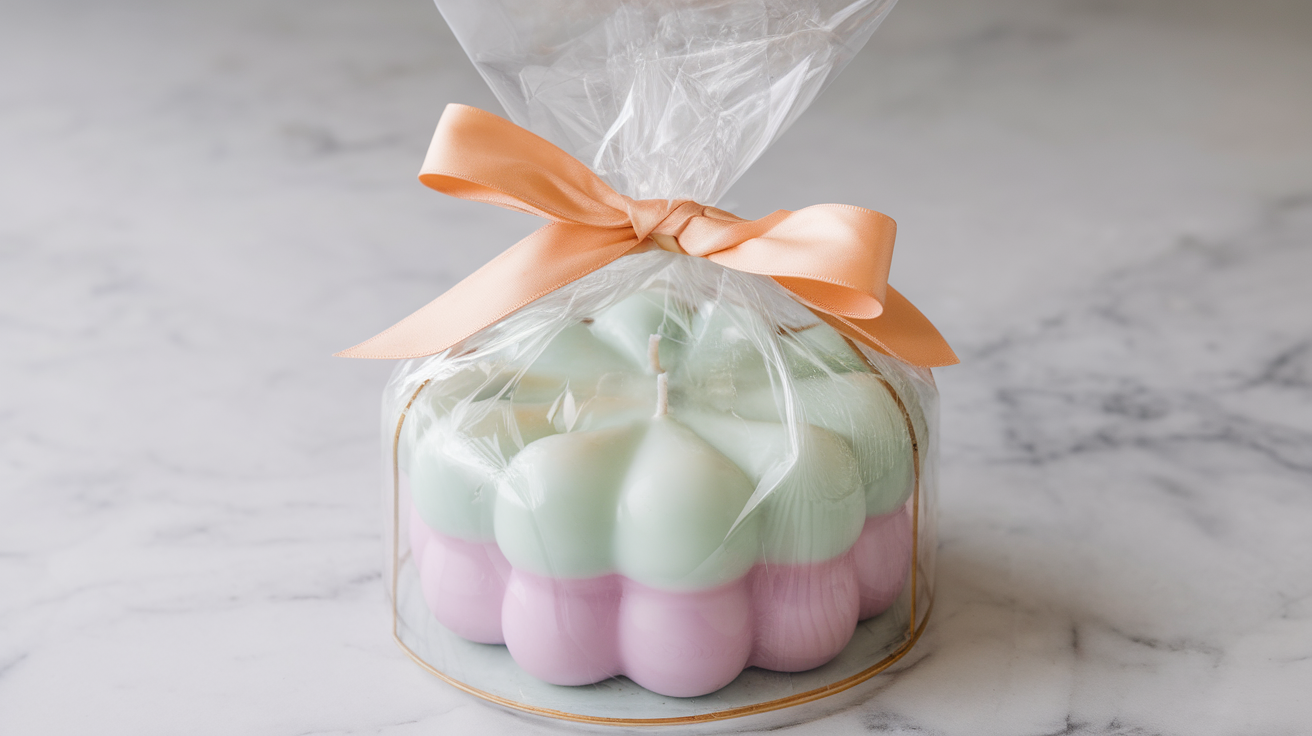 2. Clear Cellophane + Ribbon for a Sleek Look