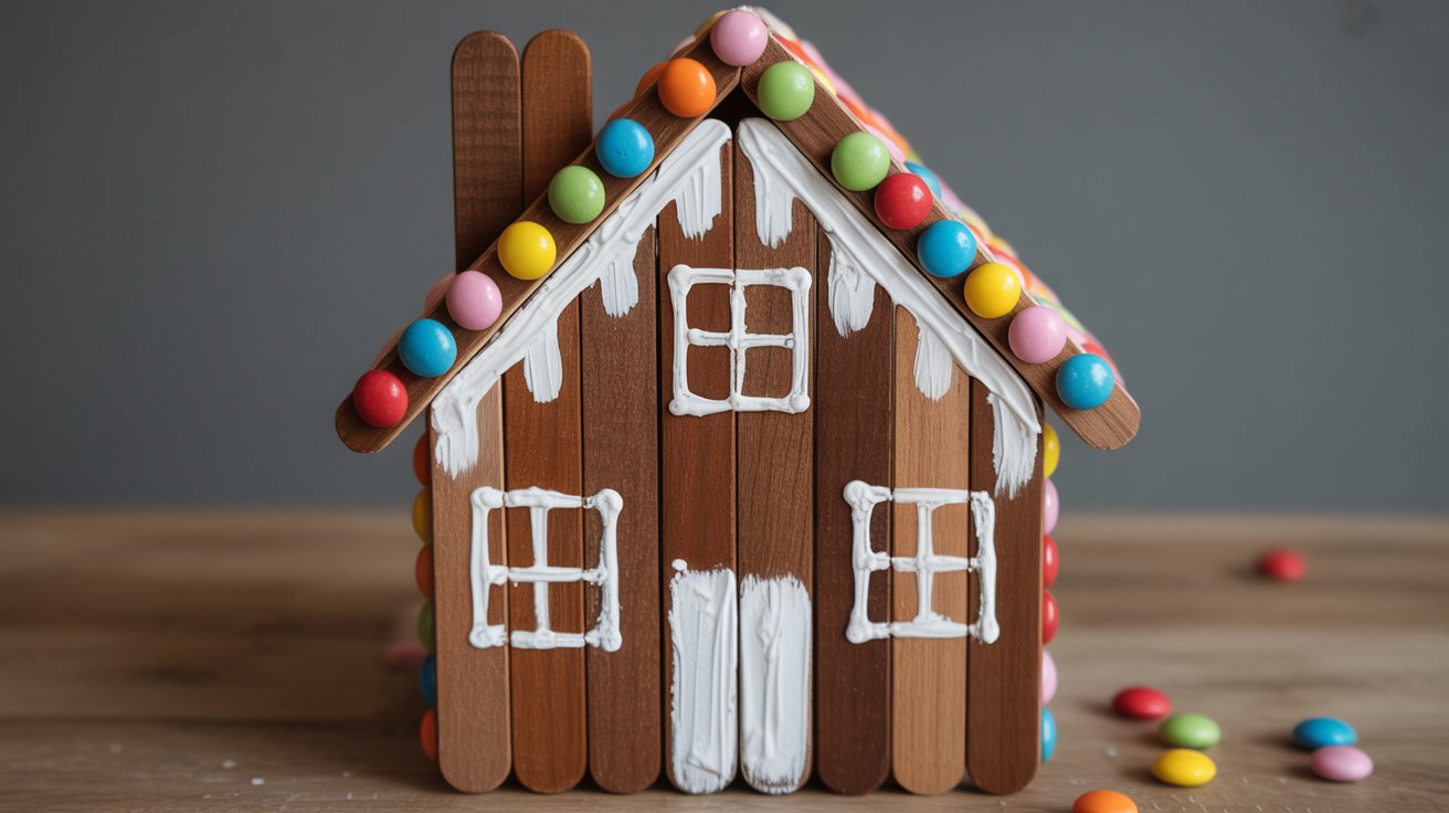 6. Popsicle Stick Gingerbread House