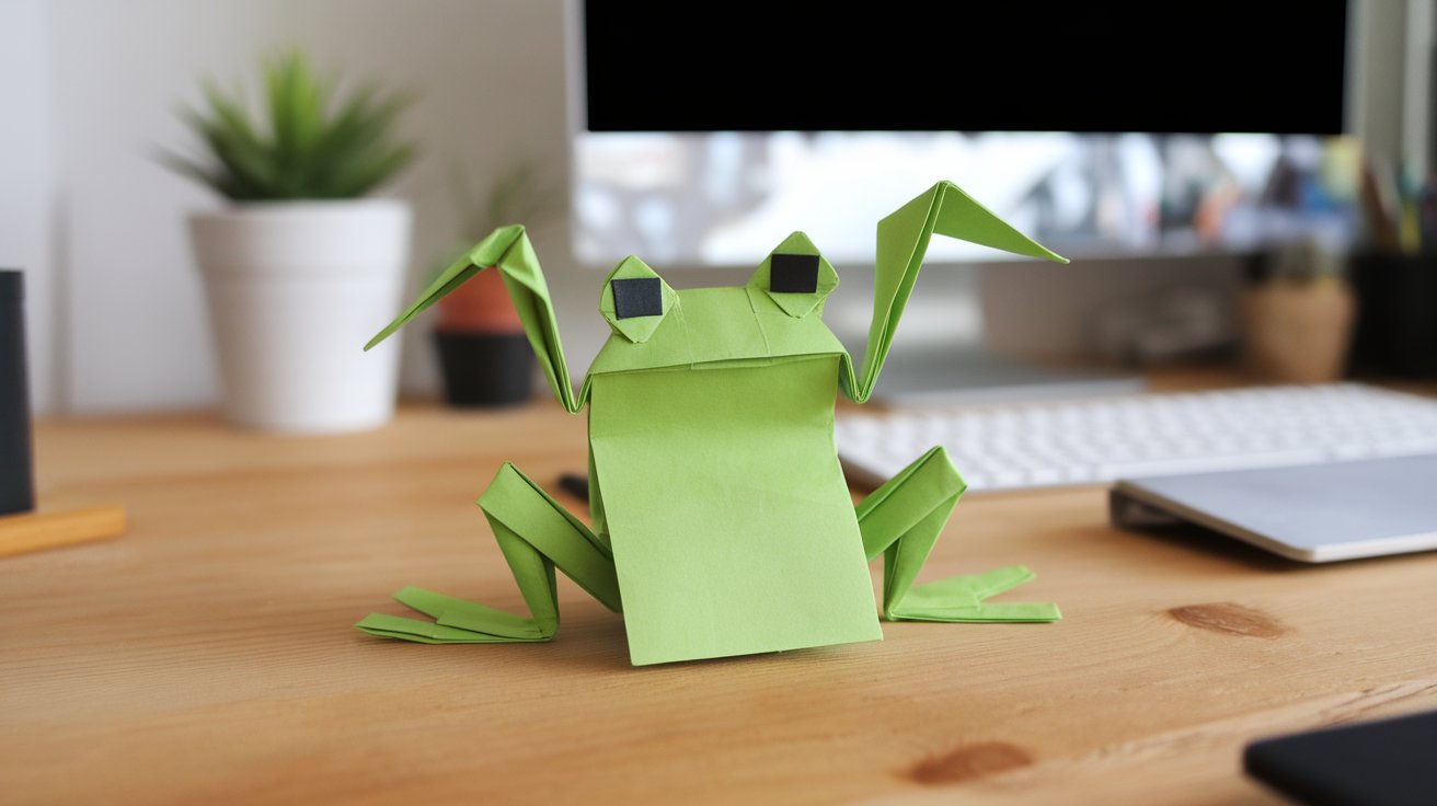 6. Sticky Note Origami Frog