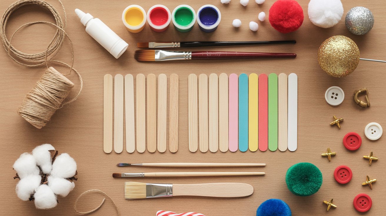 Supplies Needed for Easy Christmas Crafts With Popsicle Sticks