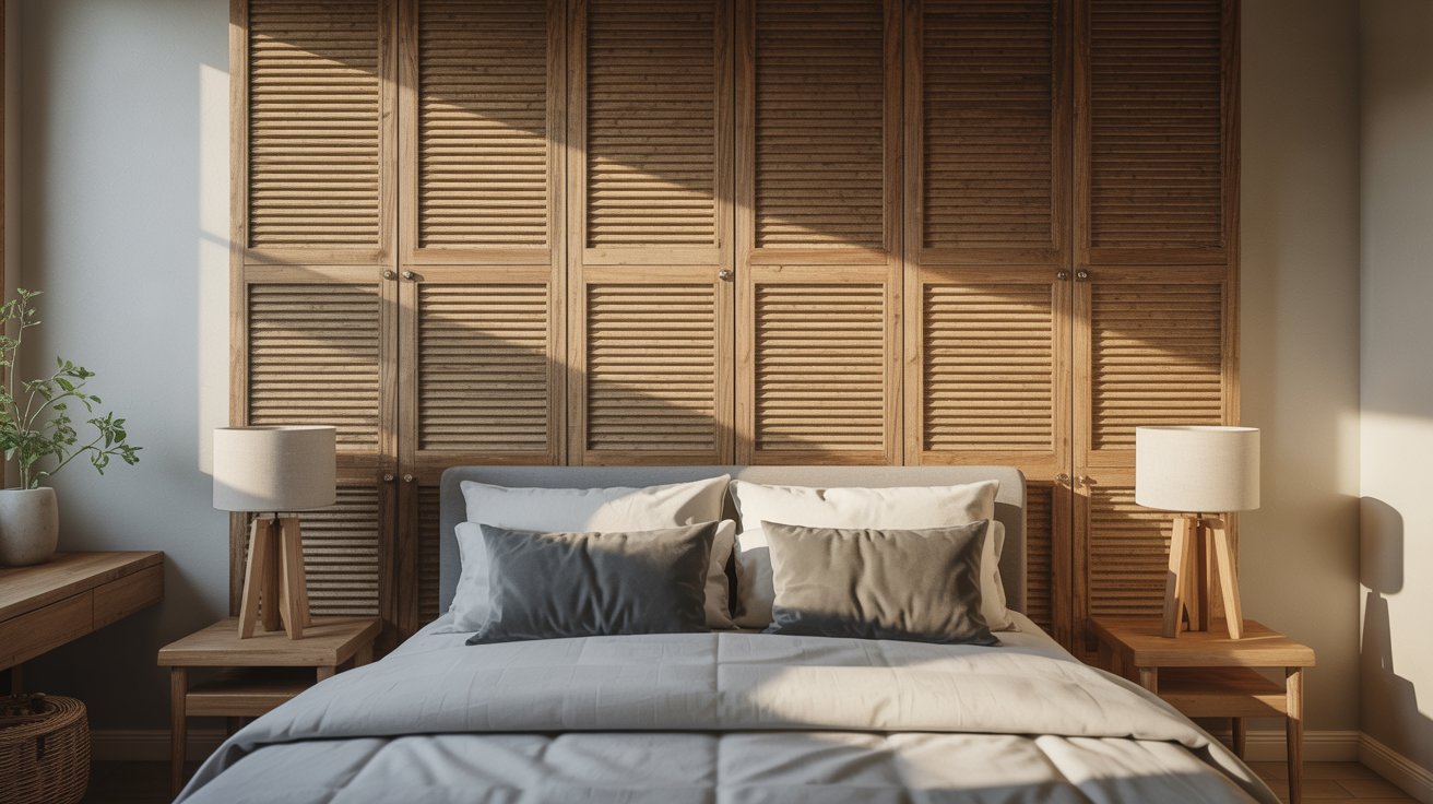 9. Slatted Shutter Headboard