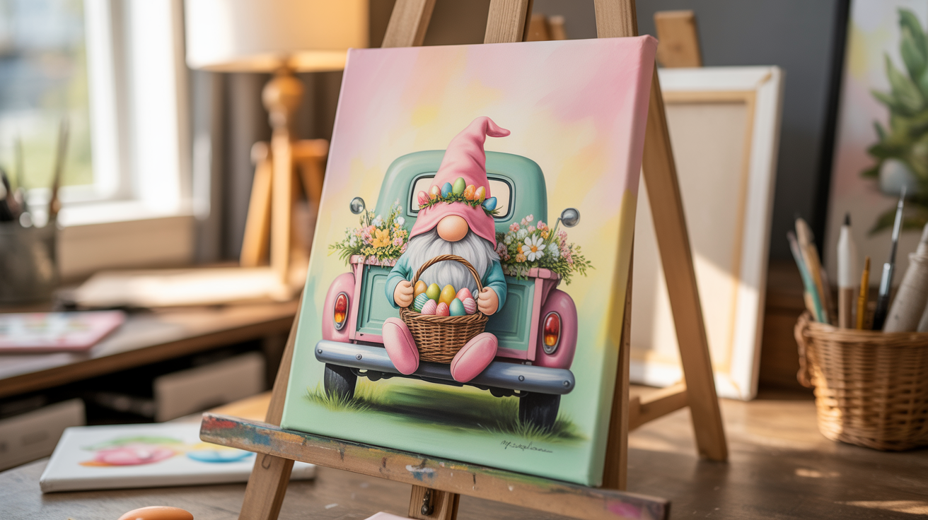 Easter Gnome in Truck