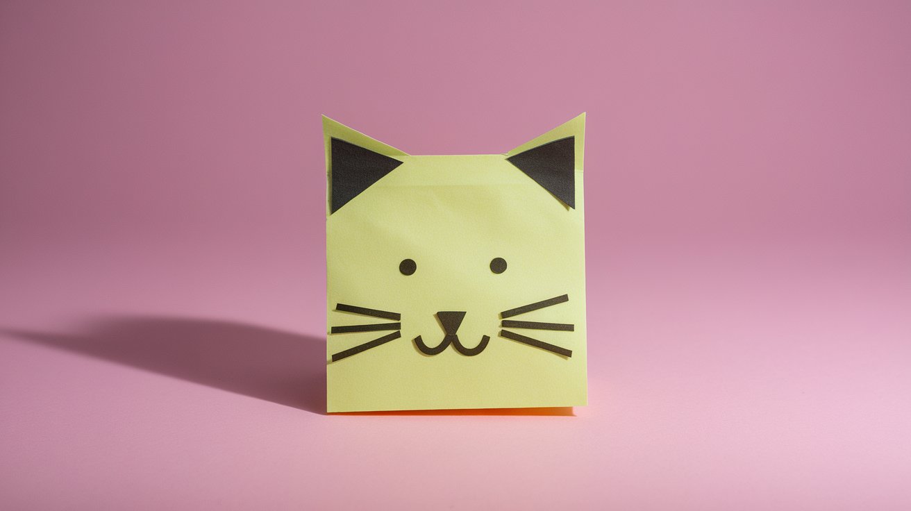 14. Sticky Note Cat Face
