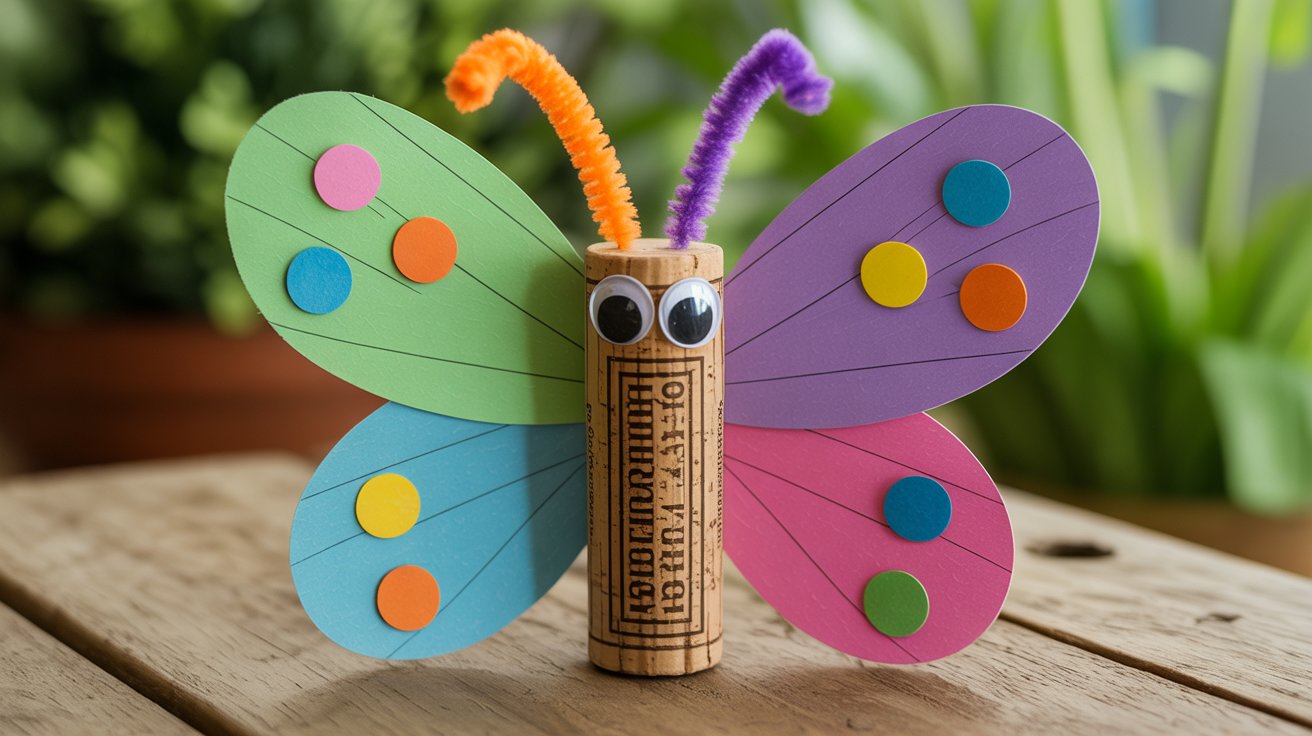 13. Cork Butterfly Craft (Kids)