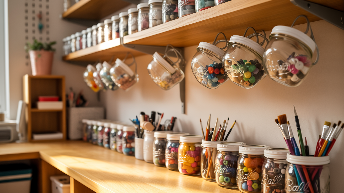Mason Jar Desktop Storage