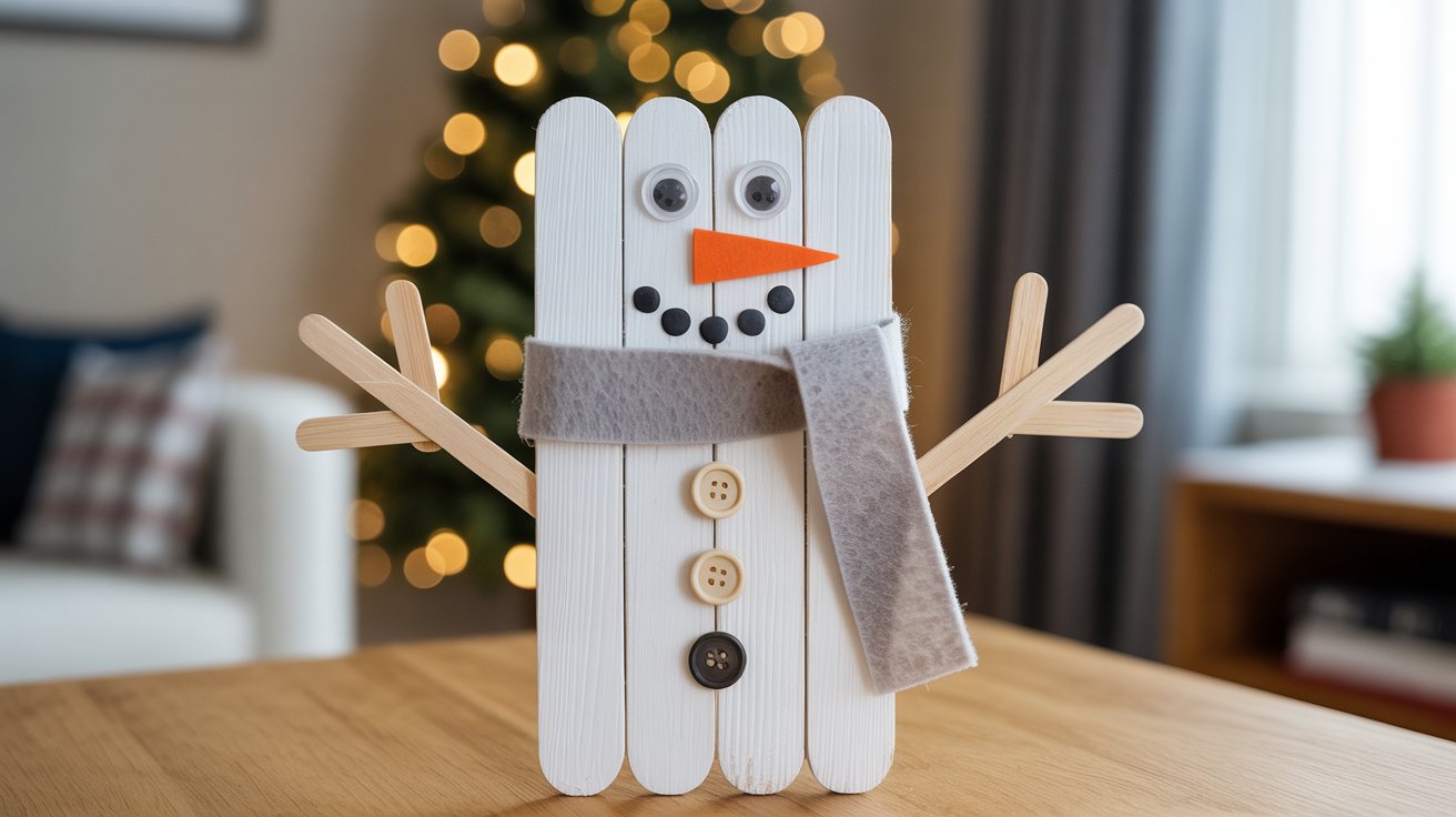 1. Popsicle Stick Snowman Craft