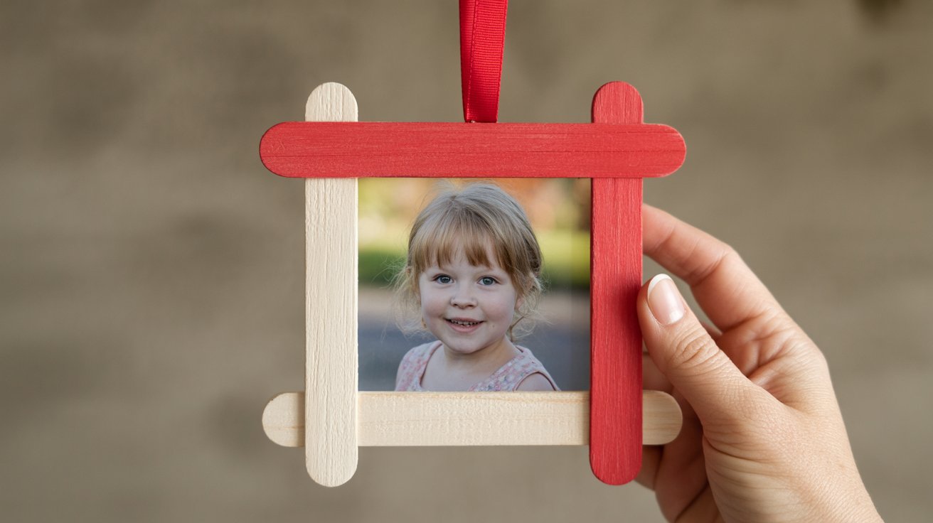 9. Popsicle Stick Window Photo Ornament