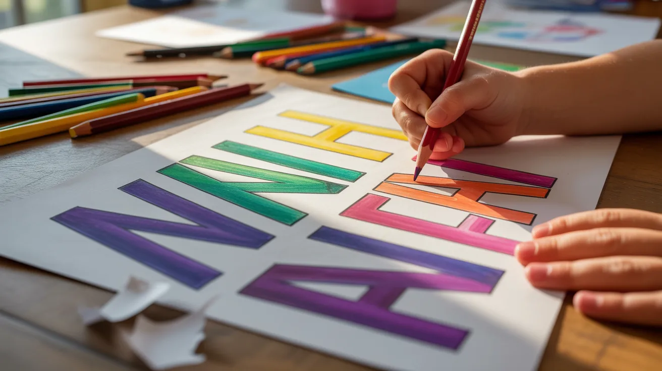 A child is focused on drawing with colored pencils on a sheet of paper, showcasing creativity and concentration.