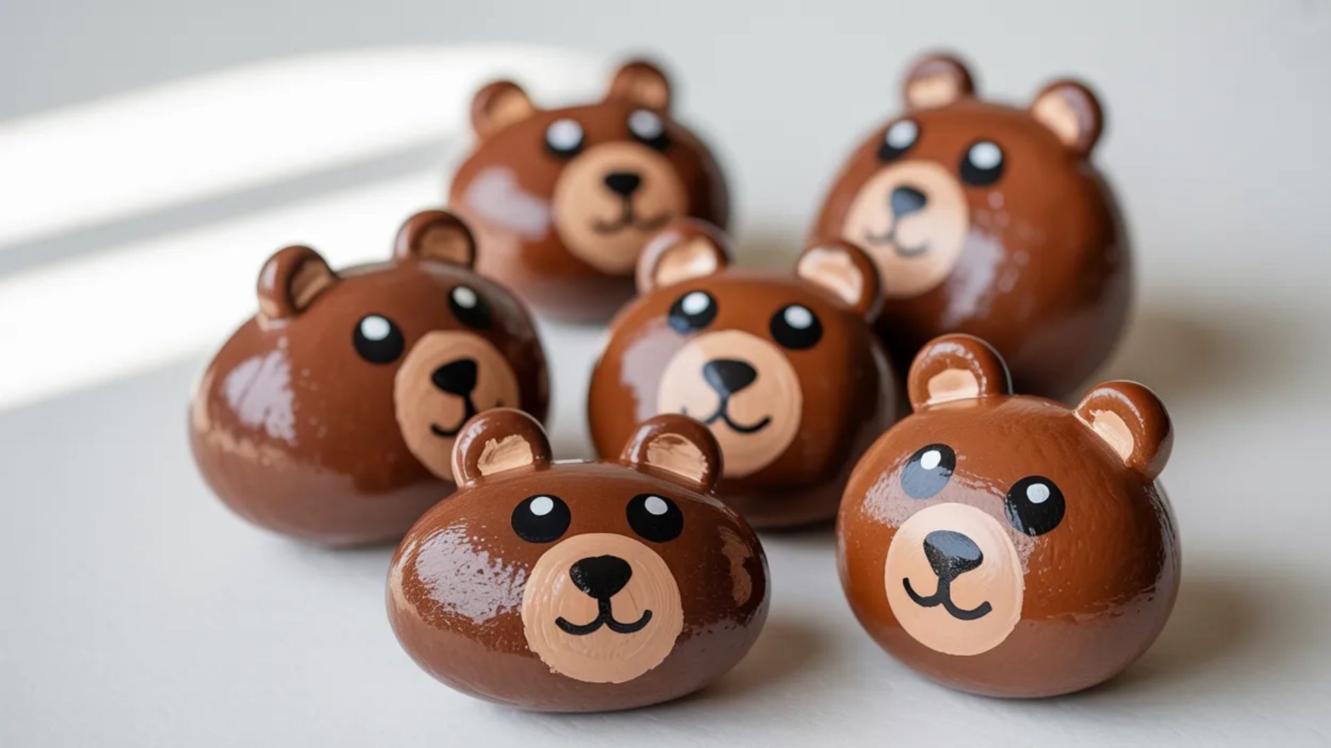 9. Brown Bear Rock Painting