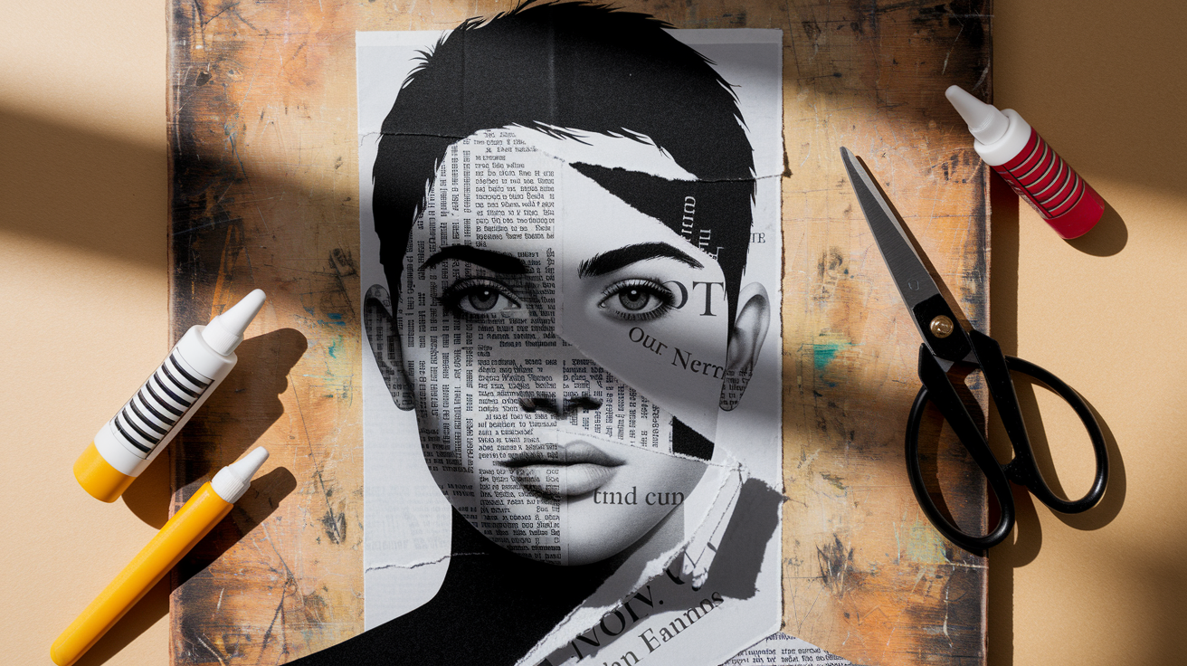 3. Newspaper Collage Portraits