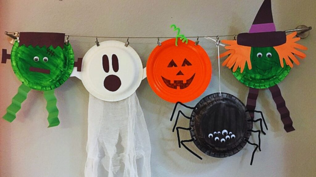 Colorful paper plate Halloween crafts for kids, showcasing fun and creative ideas for festive decorations.