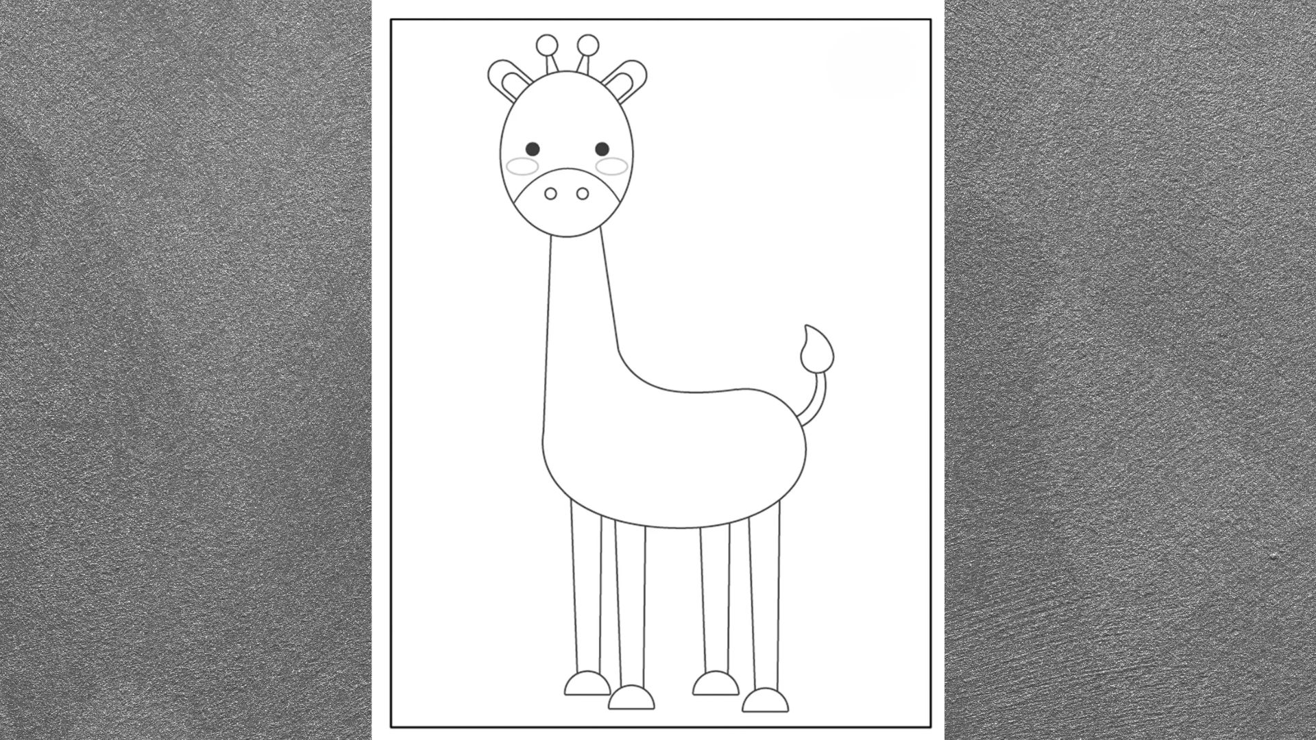 A black outline coloring page featuring a giraffe, ready for coloring and artistic expression.