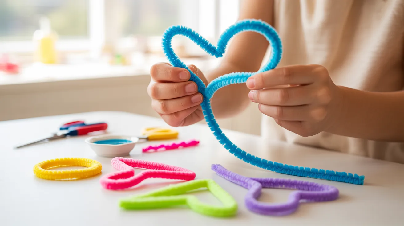 Child selecting materials to shape a bubble loop for a DIY bubble wand project.