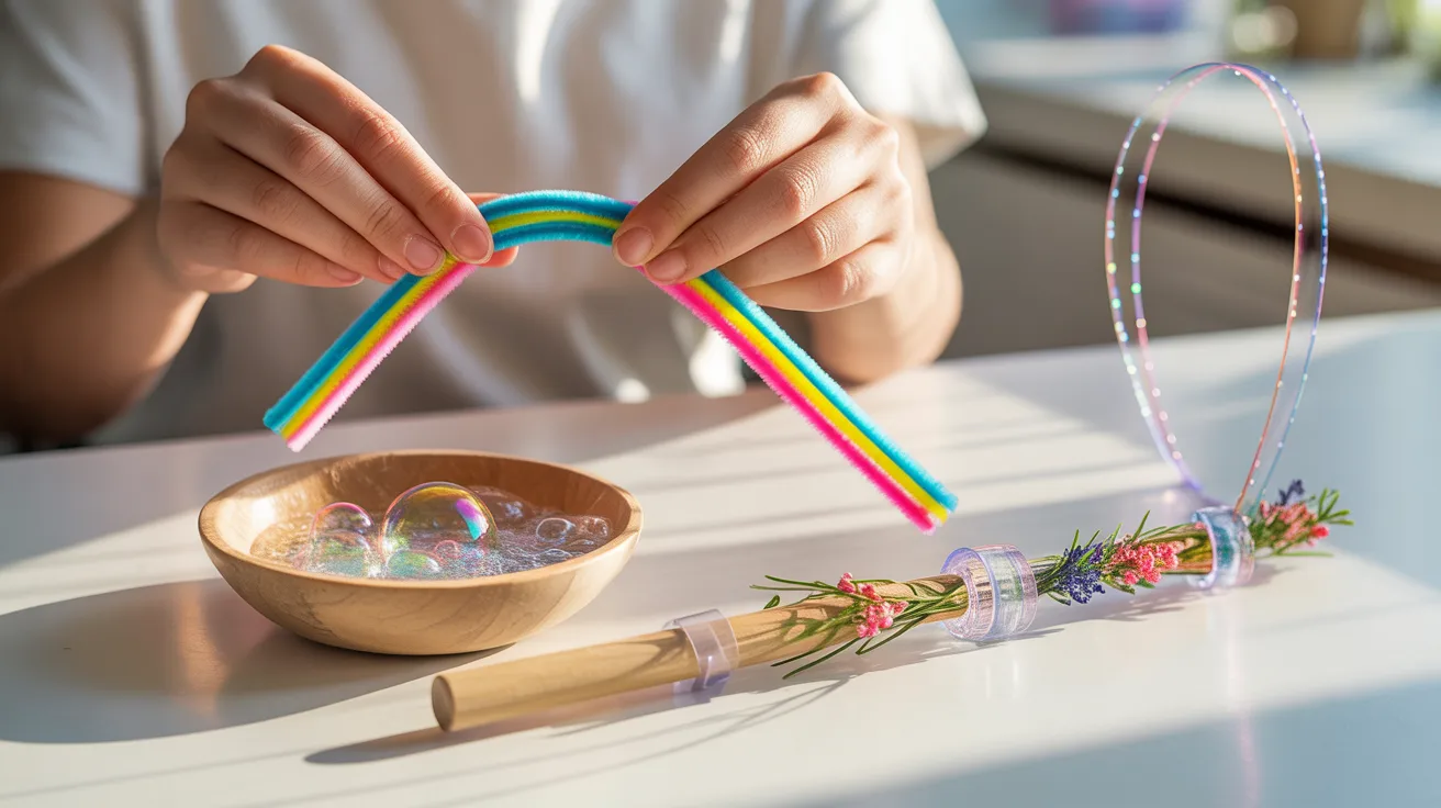 This shows how to assemble the handle with a bubble wand .