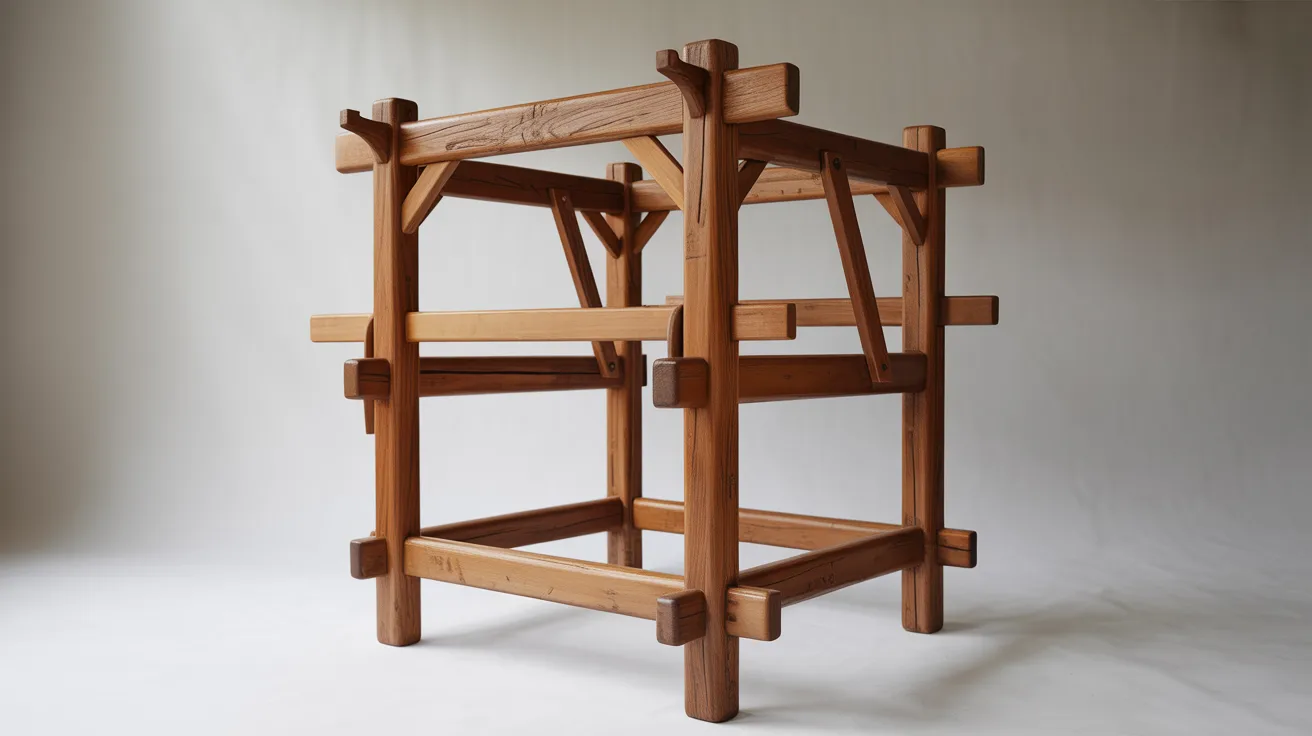 A wooden chair featuring four legs and a simple wooden seat, designed for functional seating.