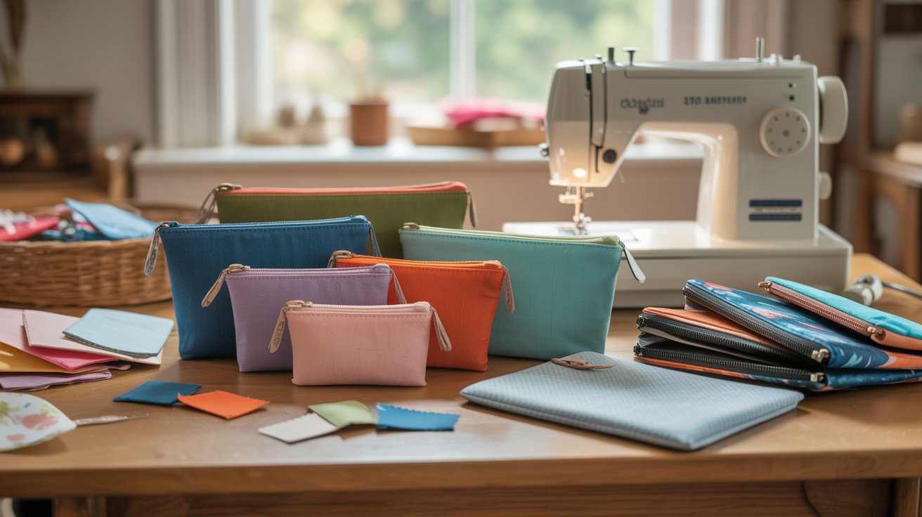 A sewing machine, a sewing bag, and a sewing kit arranged neatly on a table, ready for crafting projects.