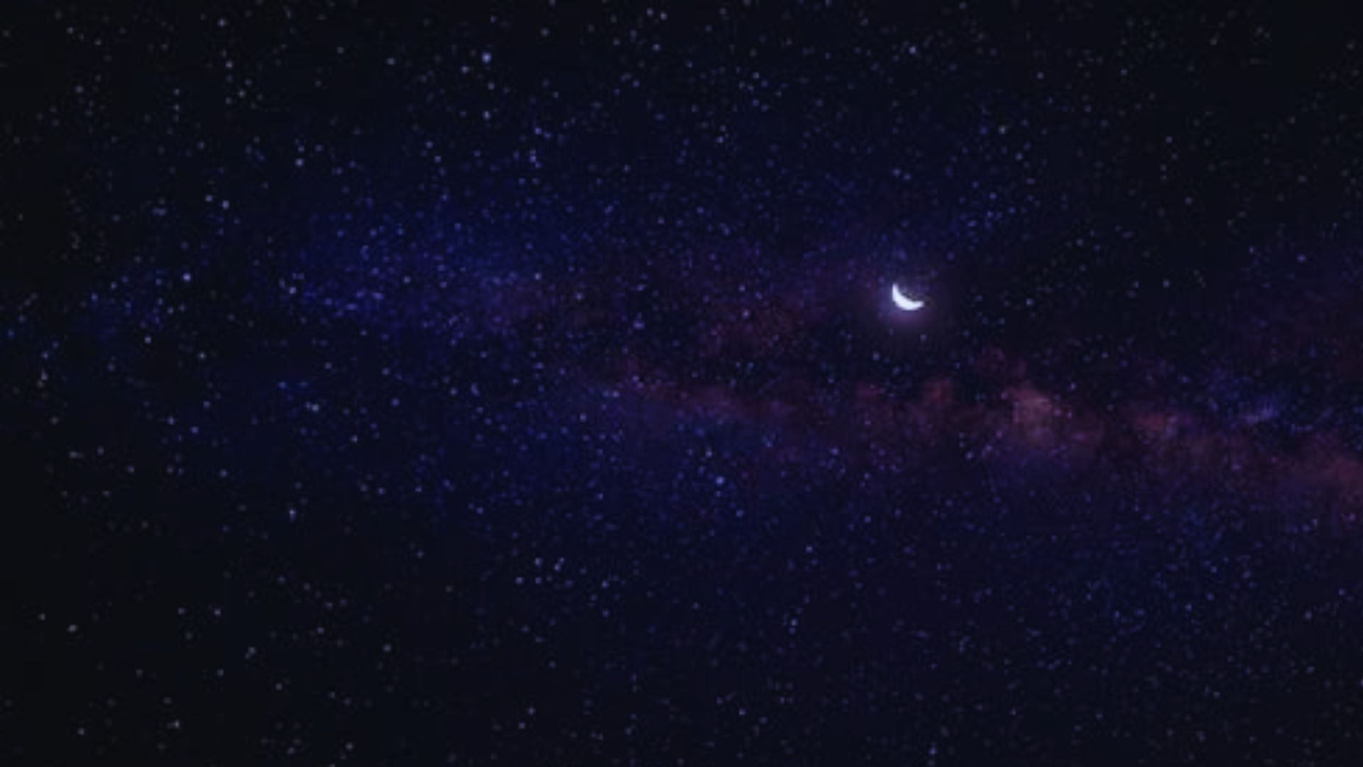 The Milky Way stretches across the night sky, with a bright moon illuminating the scene.
