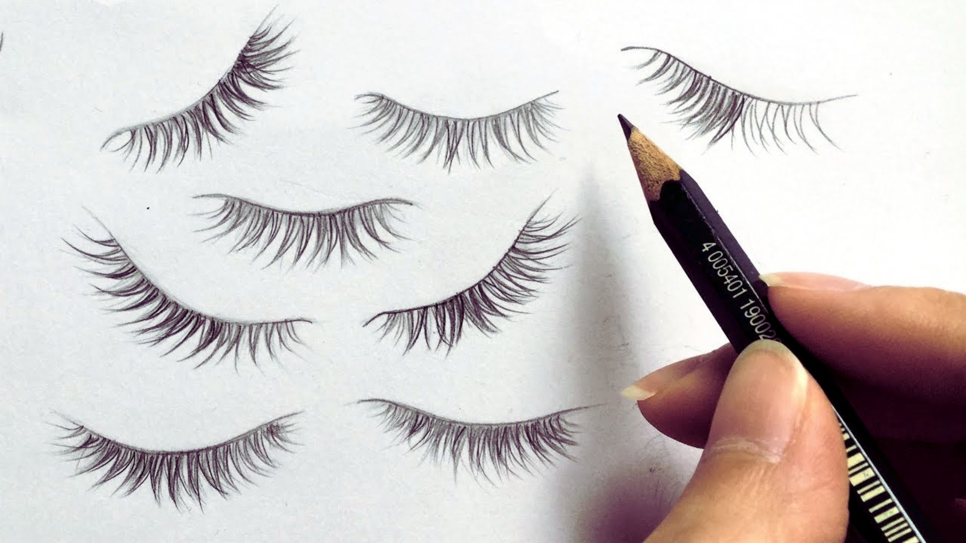 Step-by-step guide illustrating how to draw realistic eyelashes on a face sketch.