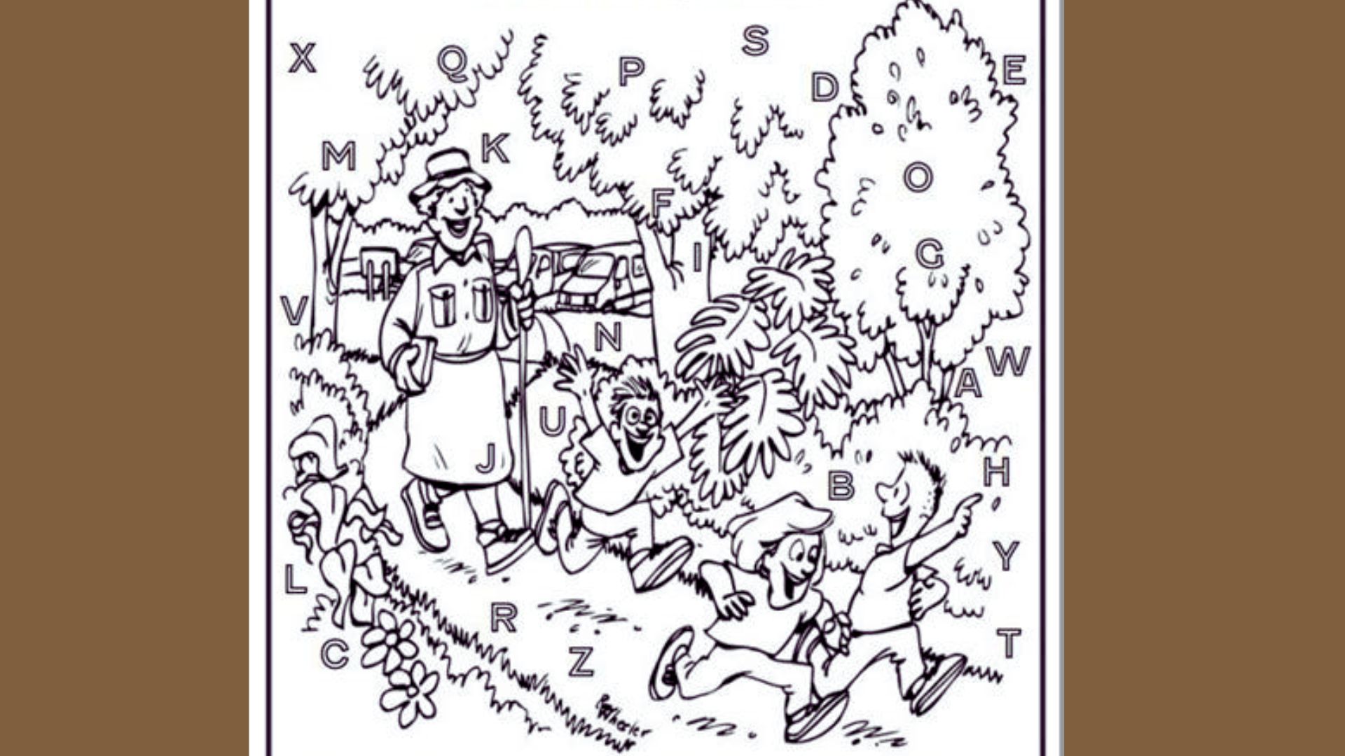 A coloring page featuring a man and woman riding a horse together in a scenic outdoor setting.