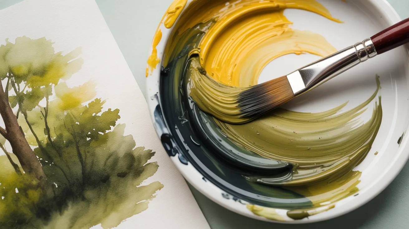 An artist uses a brush to add color to a canvas, illustrating the act of painting.