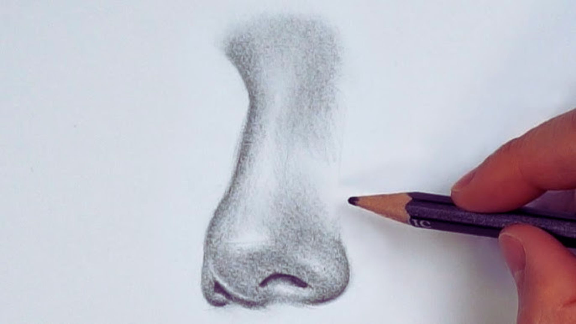 Step-by-step guide illustrating techniques for drawing a realistic nose.