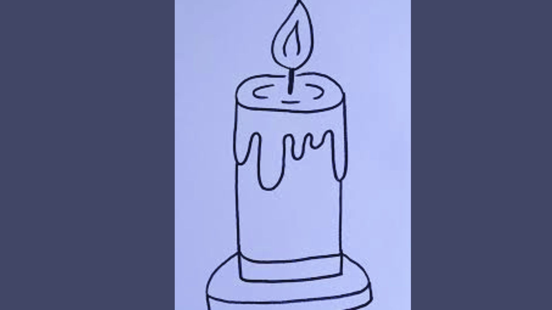 A drawing of a candle with a smaller candle placed on top of it, showcasing a unique layered design.