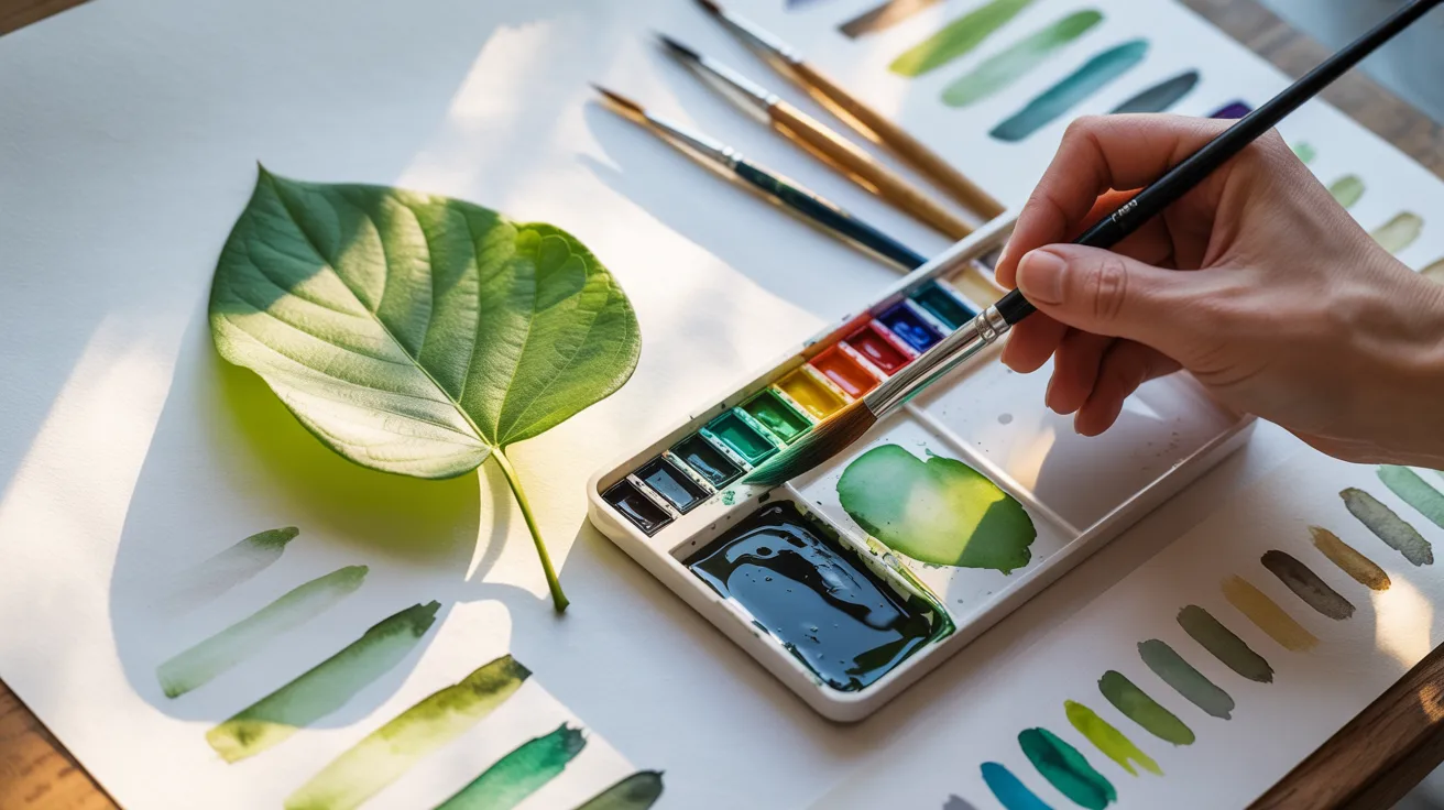 A person painting with watercolor on paper, focused on blending colors and creating a vibrant artwork.