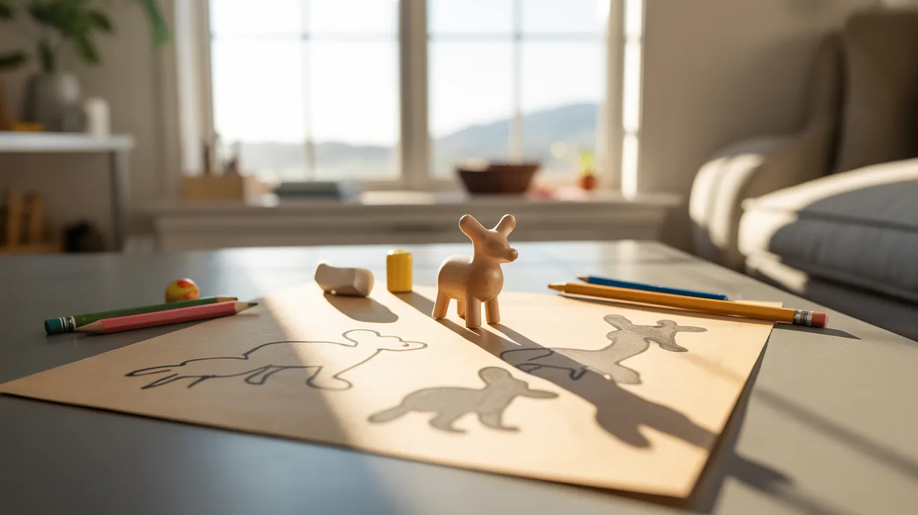 - Light and shadow drawing activity for kids’ exploratory art learning using natural light and objects.