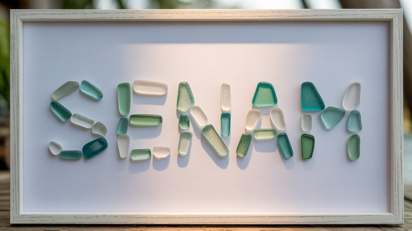 Personalized name art made with sea glass