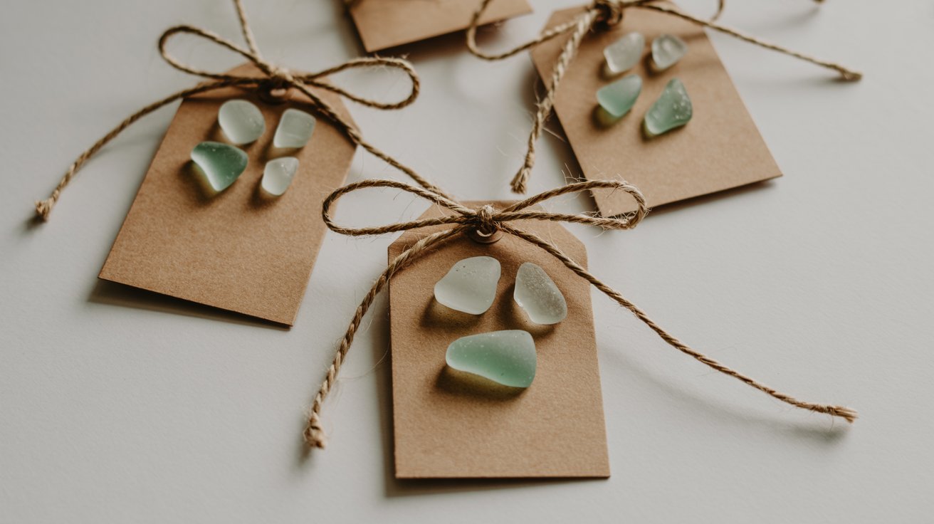 Beach themed gift tags with sea glass