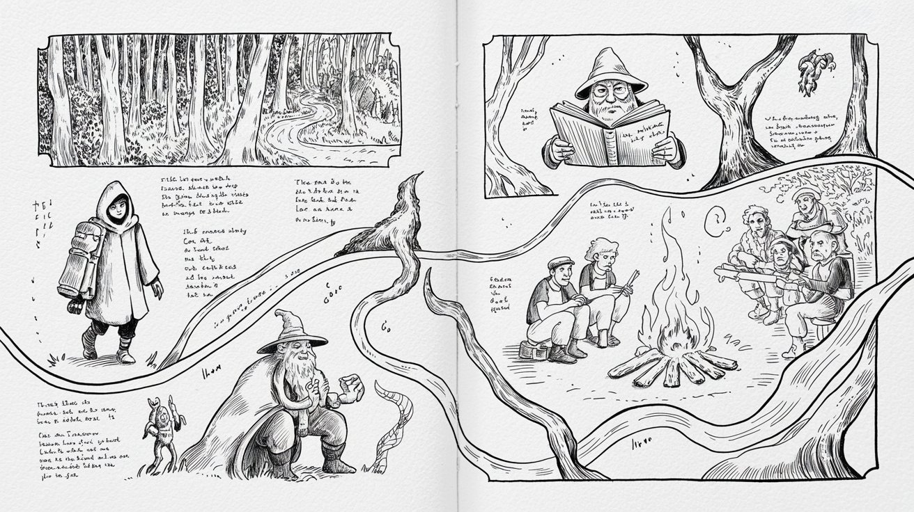 20. Full-Page Narrative Illustrations in Ink